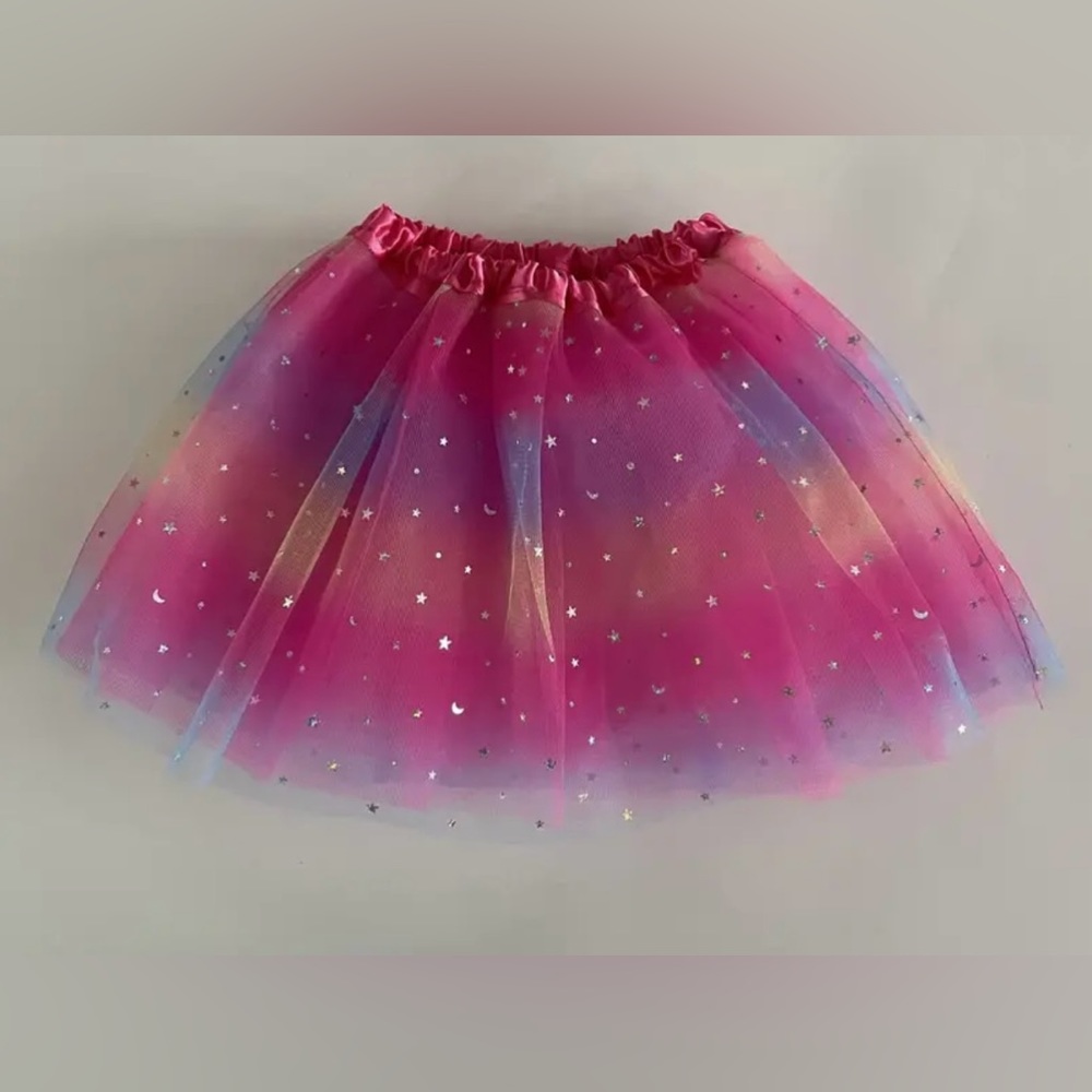 Girl Toddler Pink Rainbow Tutu Sparkle Princess Play Skirt One Size NEW